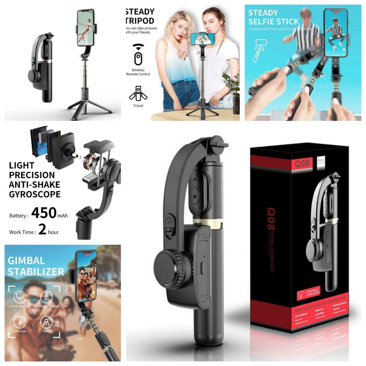 Q08 Gimbal Stabilizer 3 in 1