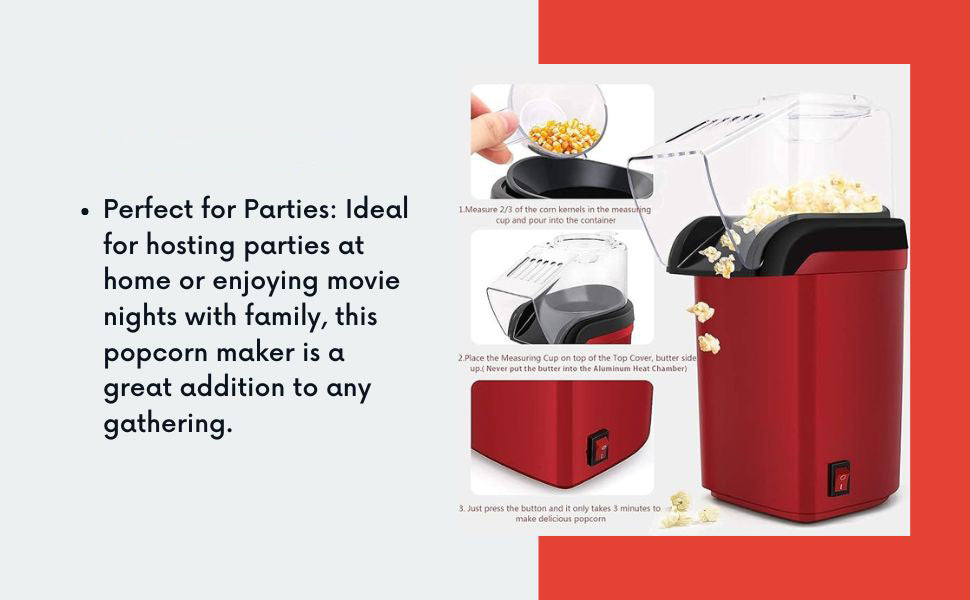 Mini Electric Popcorn Maker Machine Snack Maker Hot Air Popcorn with Measuring Cup