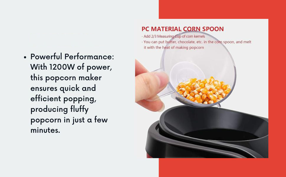Mini Electric Popcorn Maker Machine Snack Maker Hot Air Popcorn with Measuring Cup